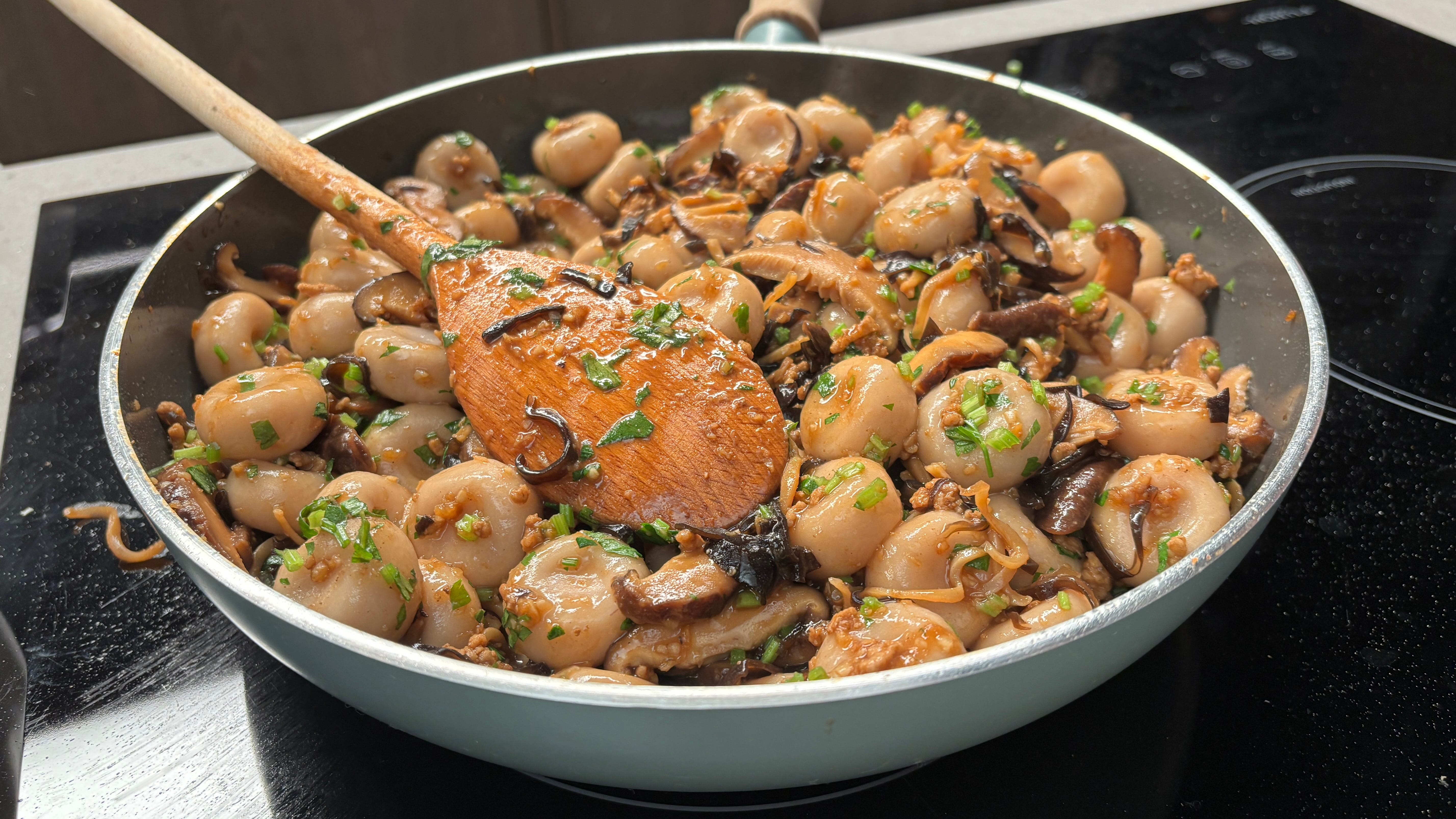 A savory dish made with taro and tapioca flour that’s often eaten during festivals like Chinese New Year